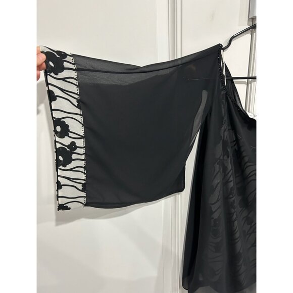 FD Rêve De Ronde Black Sheer Floral Print Top Set 3/4 Sleeves Matching Sleeveles - Picture 5 of 16